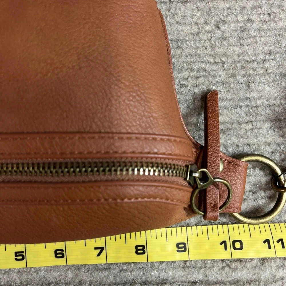 Cognac Brown Pebbled Vegan Leather Belt Bag Waist Pack with Dual Straps